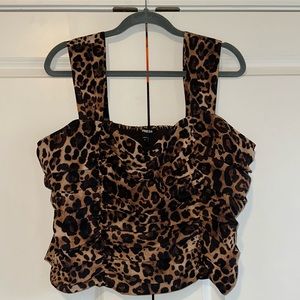 Express ruched, crop tank. Cheetah print. Size XL